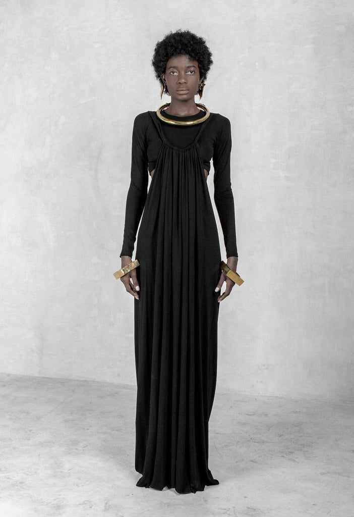 Drew Maxi Dress Black Bamboo Jersey – Traveling Black Dress