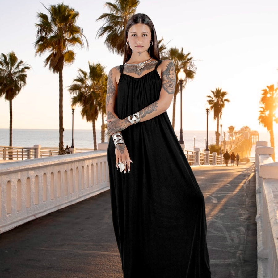 Drew Maxi Dress Black Bamboo Jersey Traveling Black Dress Drew Maxi Dress Black Bamboo Jersey Traveling Black Dress