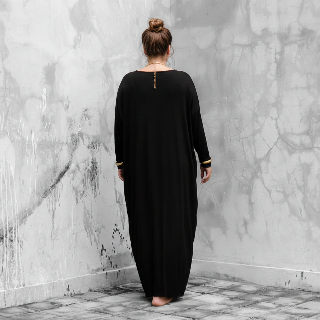 long loose black dress Amazon.com: Women's Cotton Maxi Dress Loose Fitting Casual 3/4 Sleeve Boho  Formal Tea Party Sundresses, Black, S : Clothing, Shoes & Jewelry