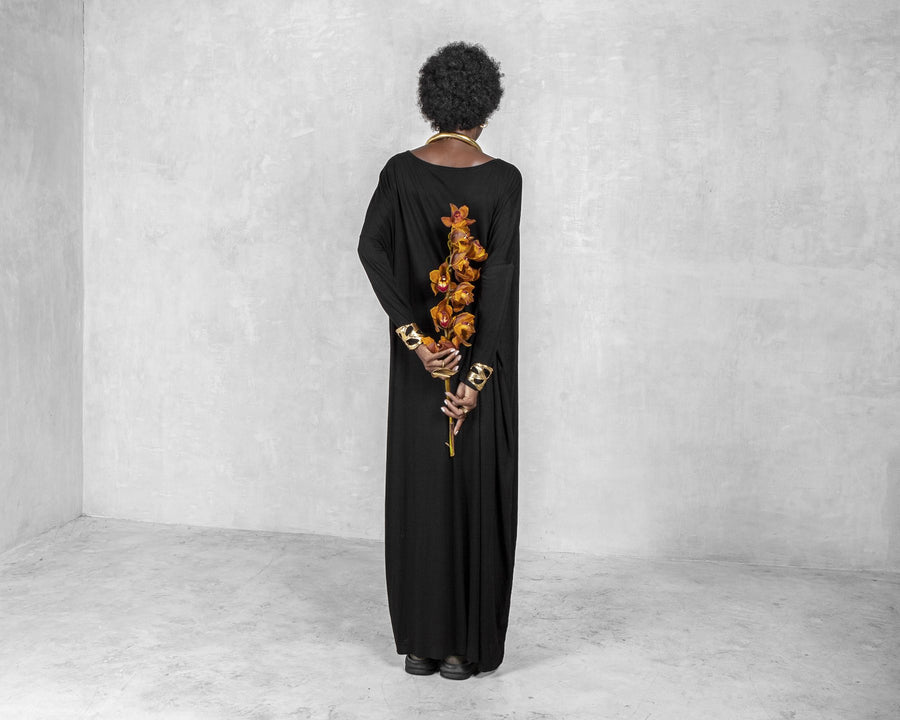Kara Maxi Long Sleeve Black Organic Bamboo Traveling Black Dress Kara Maxi Long Sleeve Black Organic Bamboo Traveling Black Dress