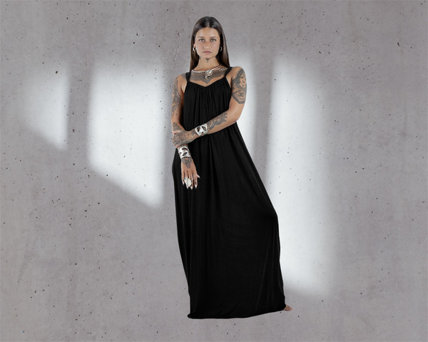 Drew Maxi Dress Black Bamboo Jersey  Traveling Black Dress