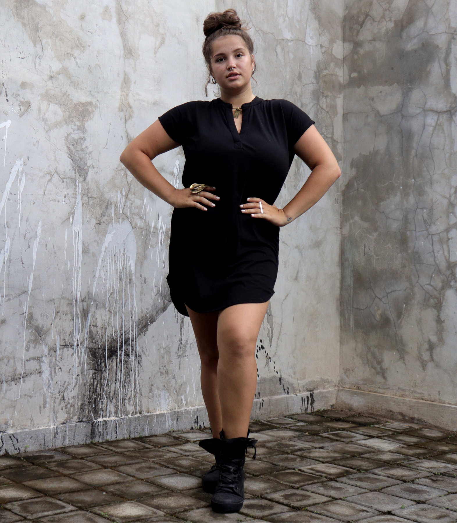 Yari Dress Black Organic Cotton Traveling Black Dress Yari Dress Black Organic Cotton Traveling Black Dress